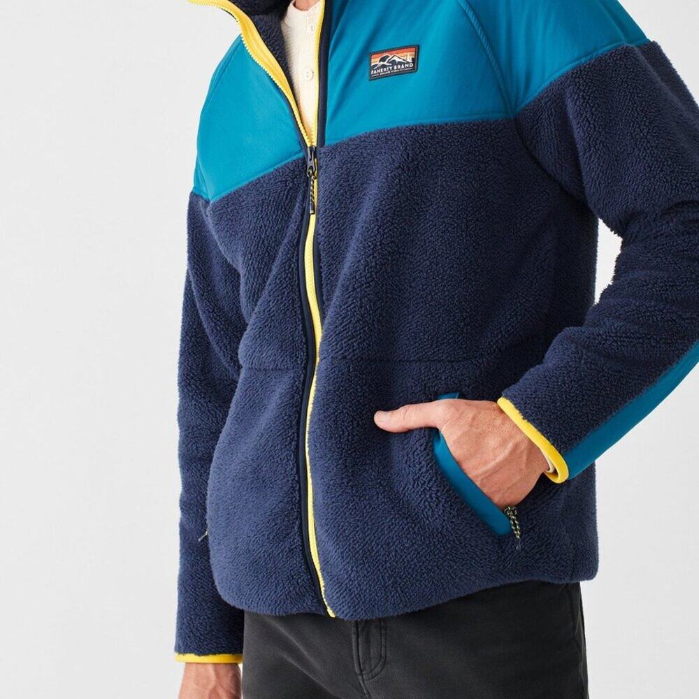 NWOT Faherty High Pile Fleece Vintage Full Zip Jacket  Large